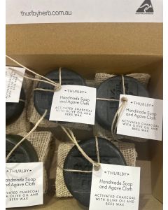 Activated Charcoal Olive Oil Soap with Agave Cloth